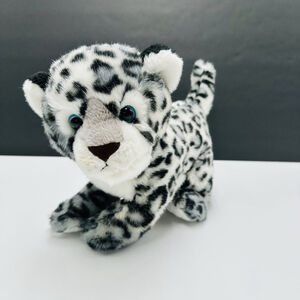 Aurora Babies Gray Black White Snow Leopard 10" Plush Blue Eyes 2017